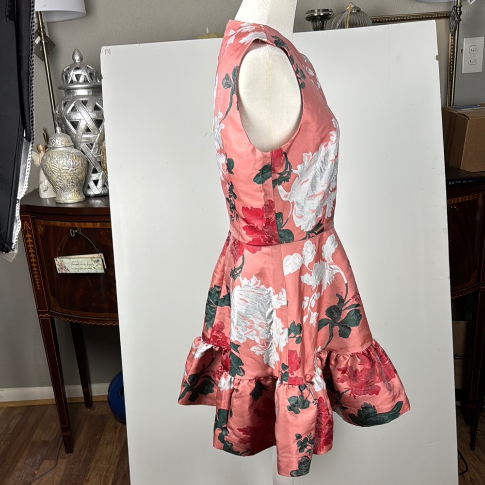 MESTIZA Floral Sleeveless Mini Dress Pink and Green Sz 8 NWT Elegant - Picture 7 of 13